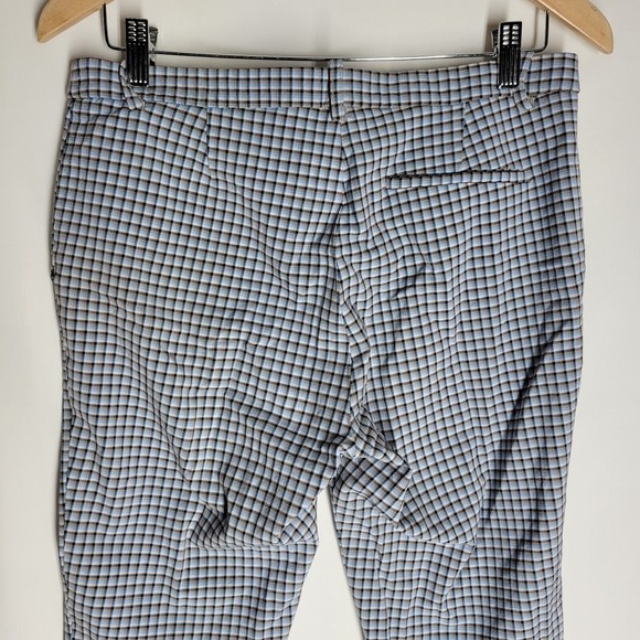 Theory Womens Checkered Capris Pants Blue Black Tapered Cropped Size 8 - Picture 6 of 10
